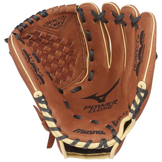 Mizuno Prospect Powerclose 11 Inch Baseball RHT Fielders Glove - Peanut/Black