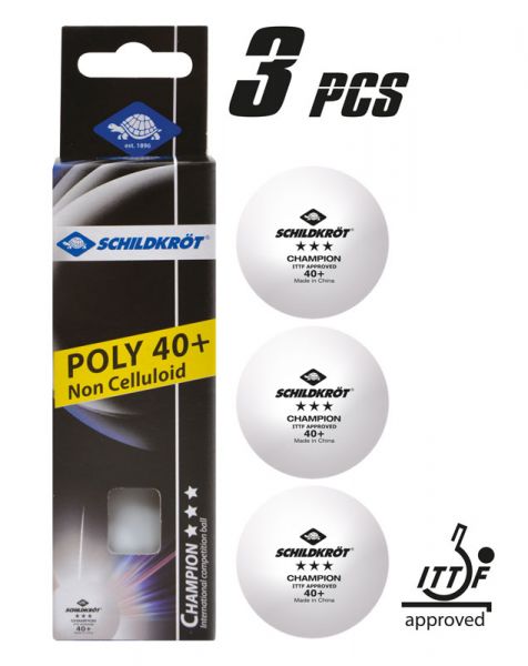 Donic Champion ITTF 3 Star Poly 40+ 3 Pack able Tennis Balls