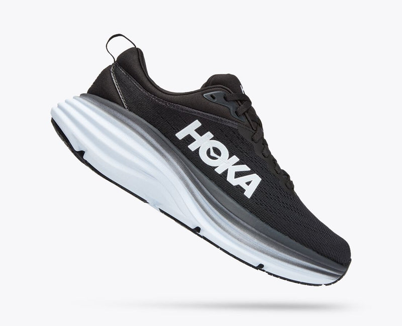 Hoka Bondi 8 Wide Womens Running Shoe - Black/White