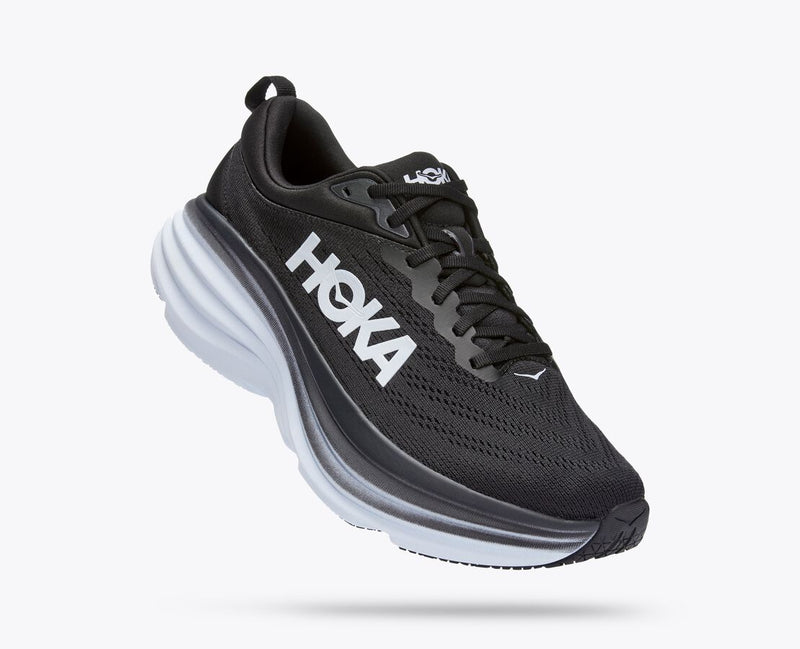 Hoka Bondi 8 Wide Mens Running Shoe - Black/White
