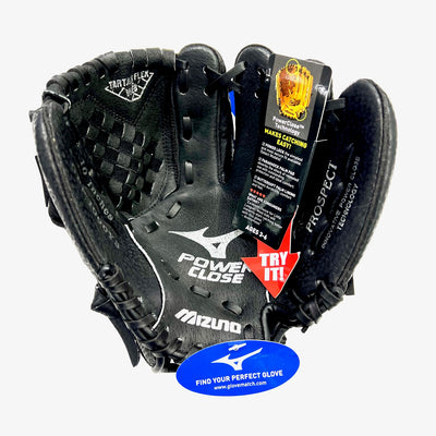 Mizuno Prospect Powerclose 10 Inch RHT Baseball Ball Glove - Black/Grey
