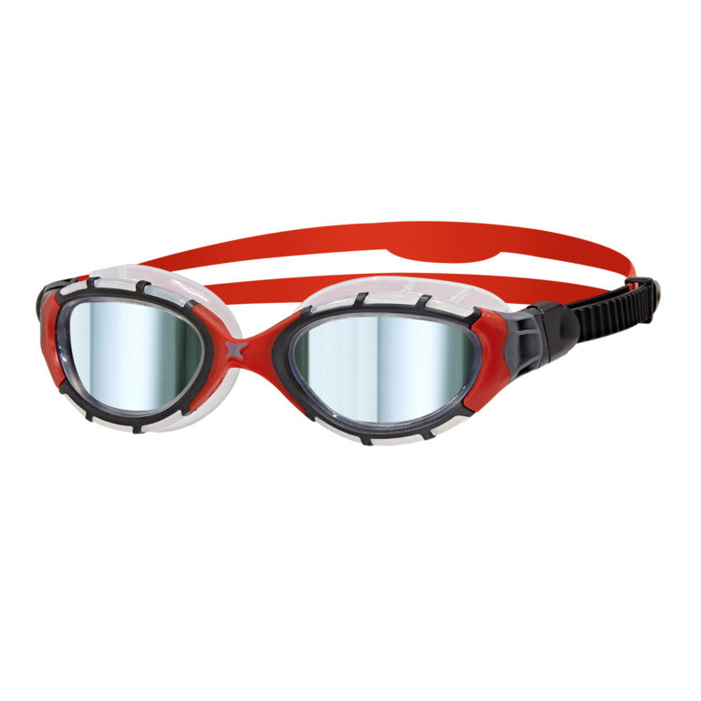Zoggs Predator Flex Titanium Regular Swim Goggles - Clear/Red/Smoke/Mirror