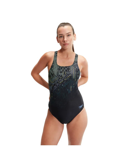 Speedo Womens Digital Printed Medalist-Black