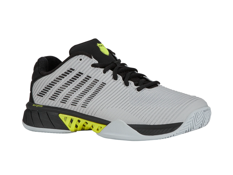 K-Swiss Mens HyperCourt Express 2 Tennis Shoe Micro/Blk/Yl