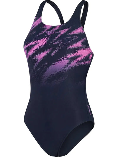 Speedo Womens Hyperboom Placement Muscleback True Navy/Orchid Shine