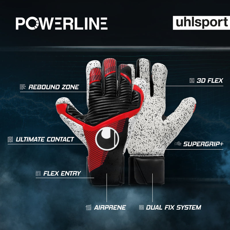 UhlSport Powerline Supergrip+ HN Goalkeeper Glove-Blk/Red/Wht