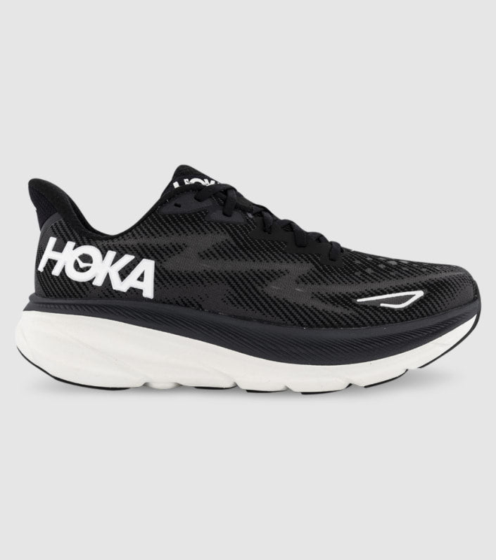 Hoka Mens Clifton 9 Running Shoe - Black/White