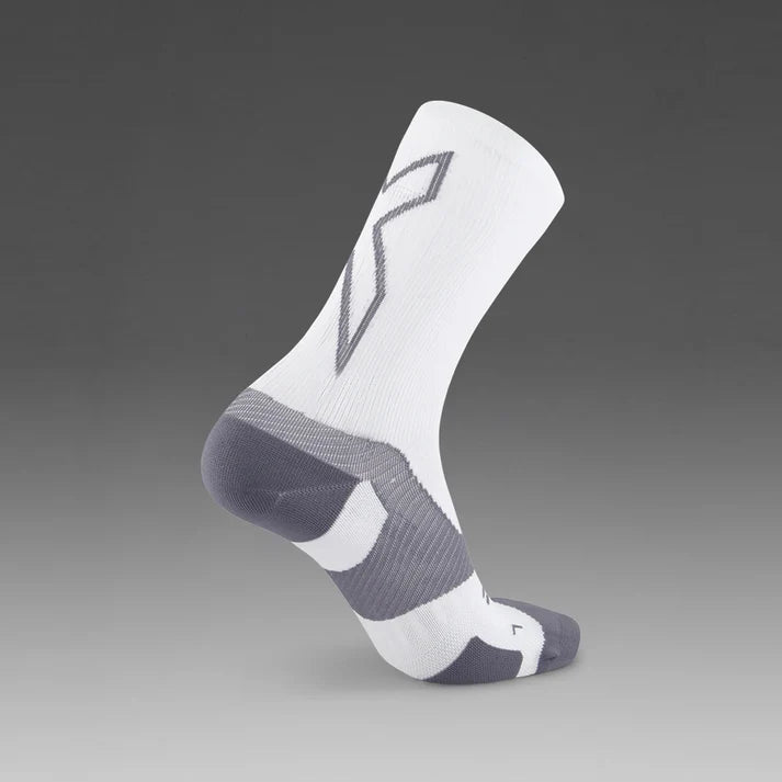 2XU Vectr Light Cushion Crew Socks-White/Grey