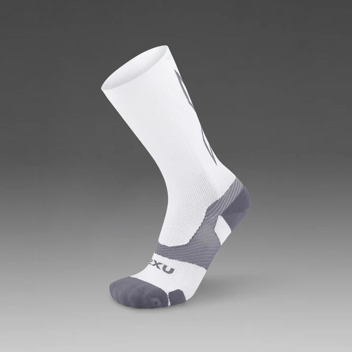 2XU Vectr Light Cushion Crew Socks-White/Grey