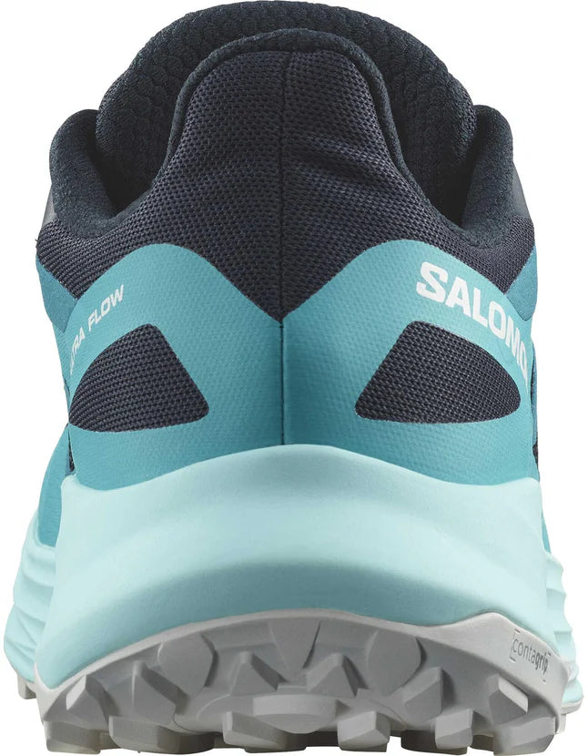 Salomon Ultra Flow Womens Trail Shoe-Carbon/Peacock/Wht