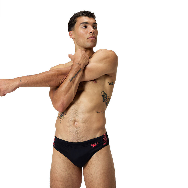 Speedo Mens Hyperboom Splice Brief-Black/Coral