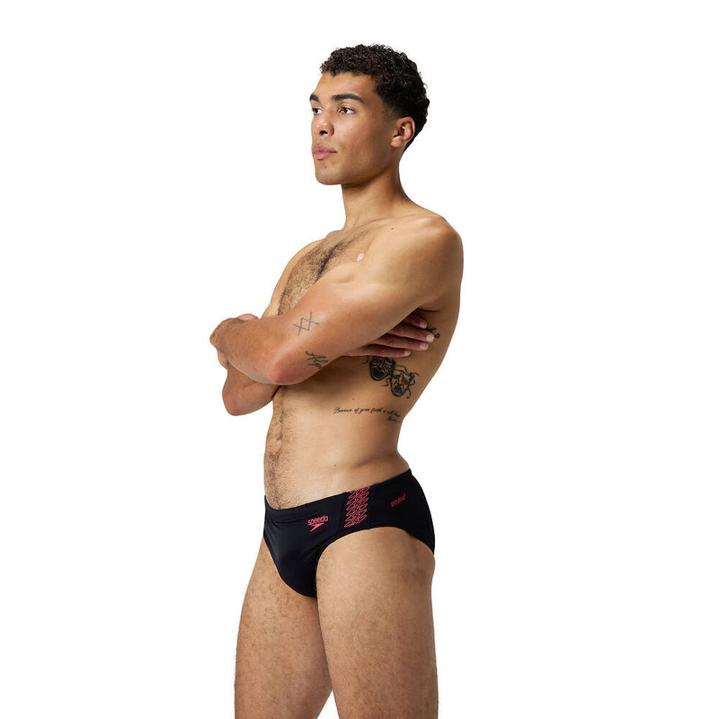 Speedo Mens Hyperboom Splice Brief-Black/Coral