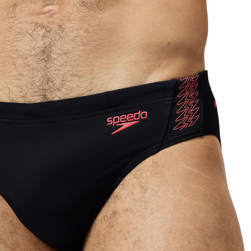 Speedo Mens Hyperboom Splice Brief-Black/Coral