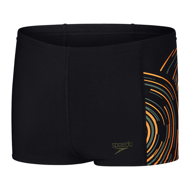 Speedo Boys Plastisol Aquashort-Black /Nectarine/Country Green