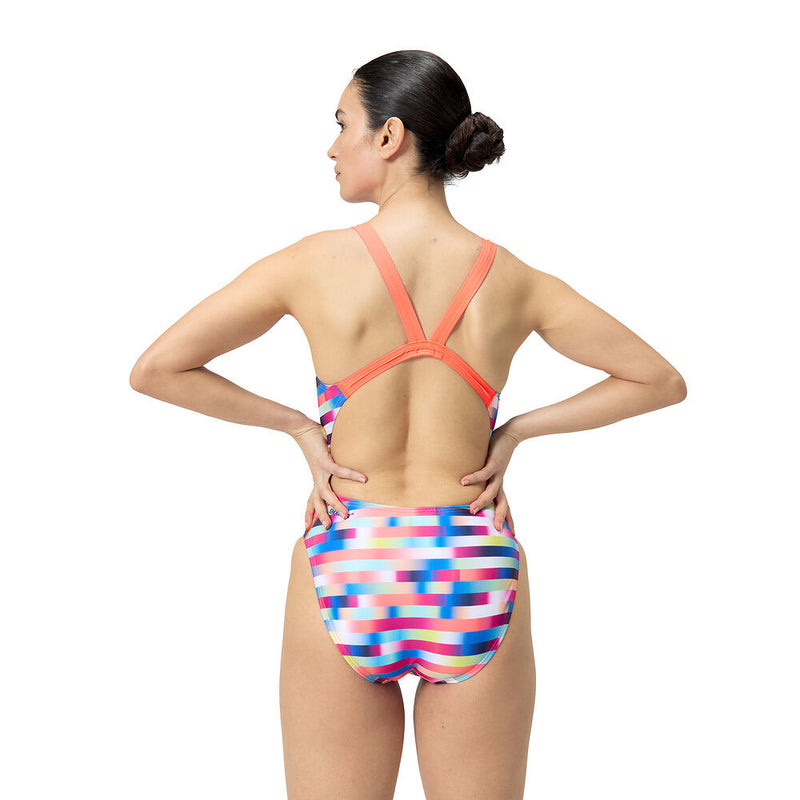 Speedo Wmns Allover Leaderback-Siren Red/Punch Blue/Matcha