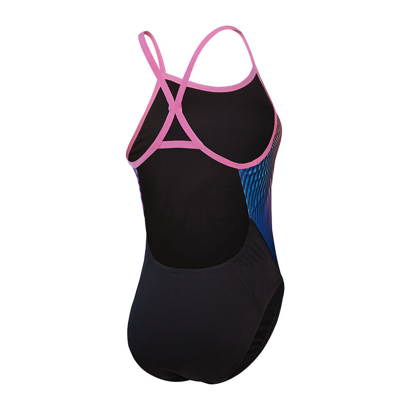 Speedo Wmns Placement Turnback-Black/Kiki Pink/Picton Blue