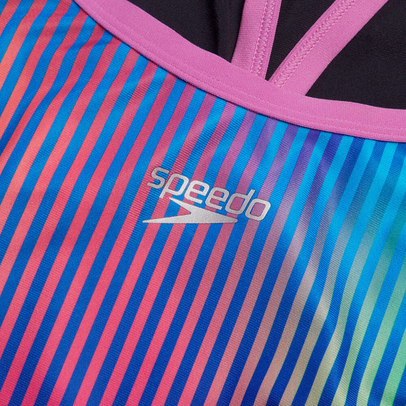 Speedo Wmns Placement Turnback-Black/Kiki Pink/Picton Blue