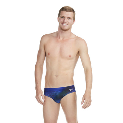 Speedo Mens Allover Printed 7Cm Brief-Beautiful Blue/Bolt/Carrot Cake