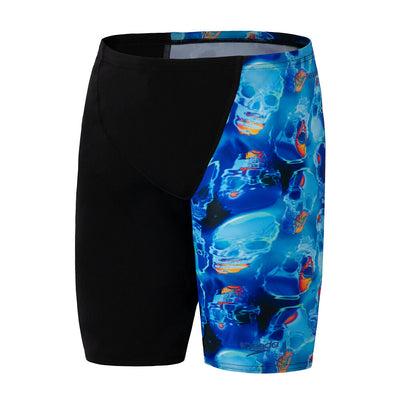 Speedo Boys Skull V Cut Jammer-Black/Cobalt