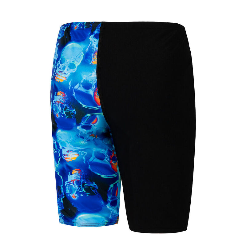 Speedo Boys Skull V Cut Jammer-Black/Cobalt