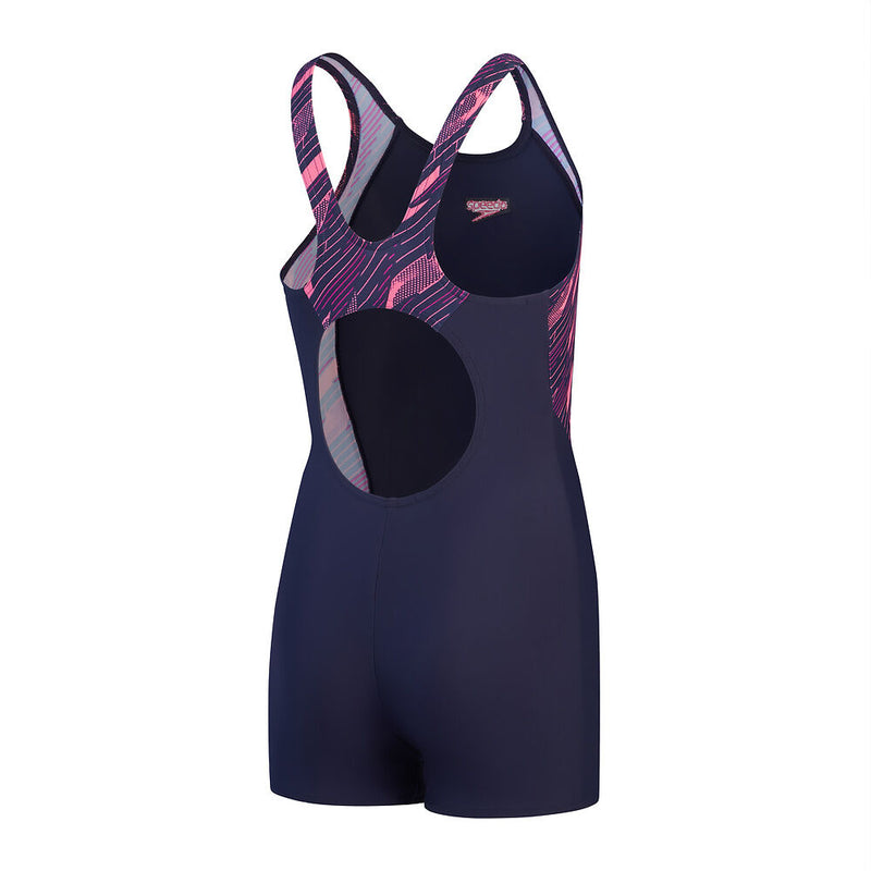 Speedo Girls Hyperboom Splice Legsuit Navy/Electric Pink/Fandango Pink