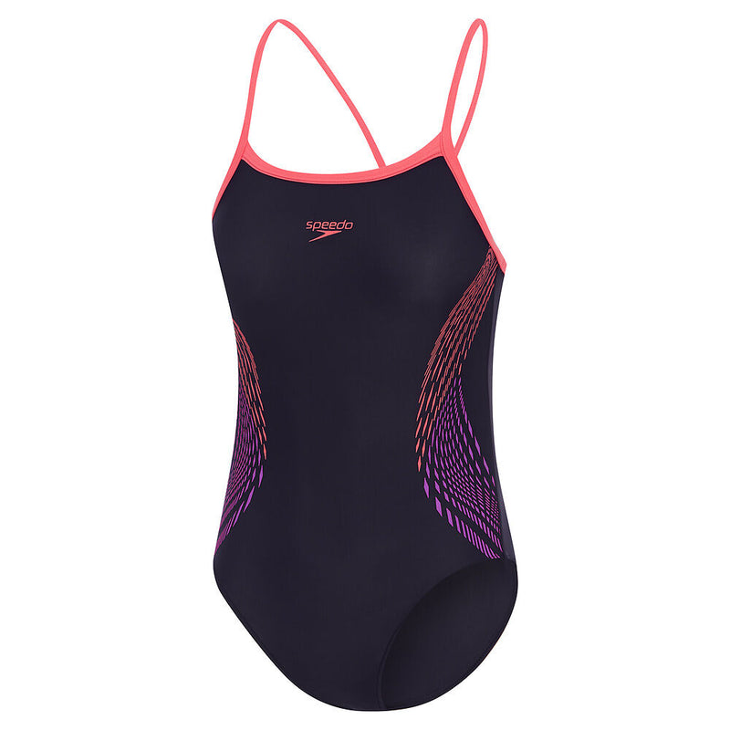 Speedo Girls Plcmnt Thnstrp Msclbck-Navy/Coral