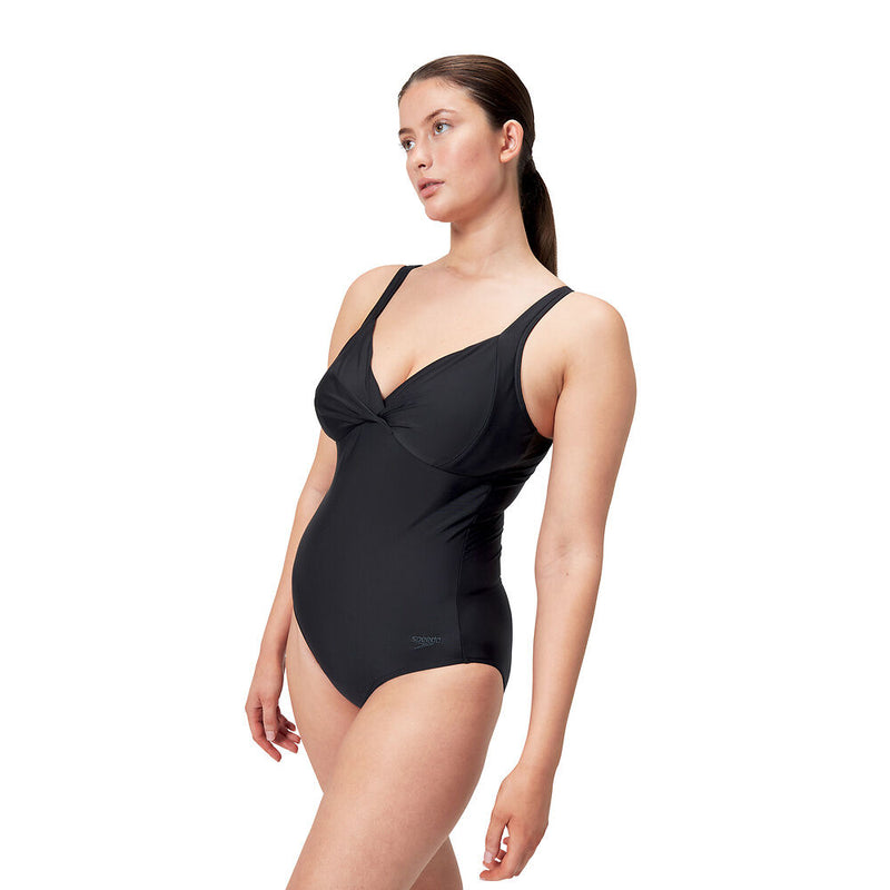 Speedo Womens Shaping Cross Knot 1 Piece-Black