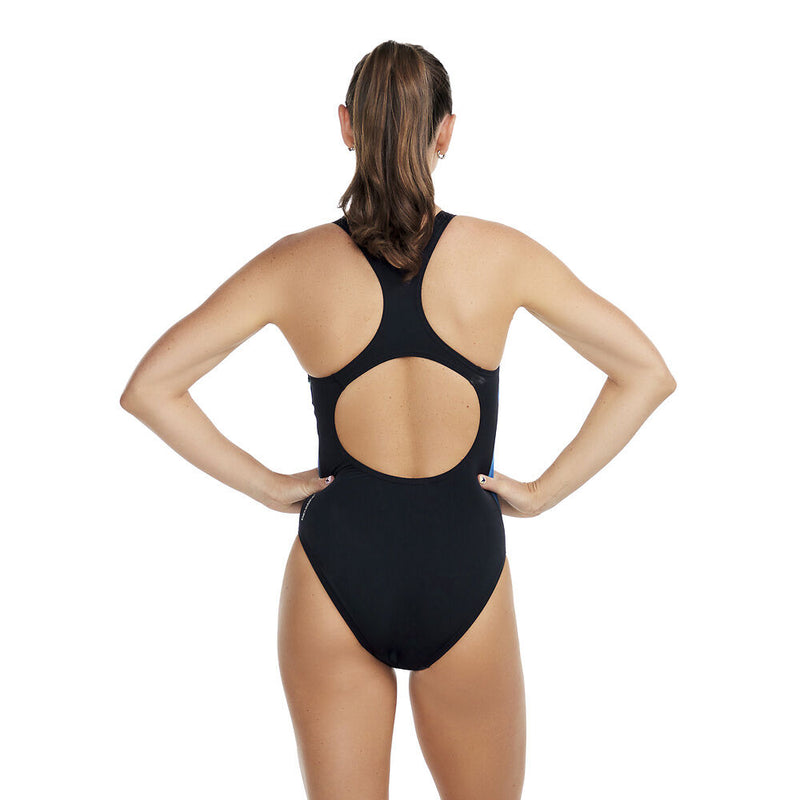 Speedo Womens Placement Medalist-Black /Picton Blue/Green