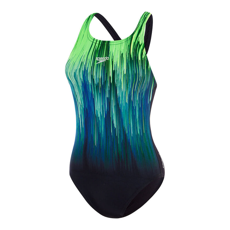 Speedo Womens Placement Medalist-Black /Picton Blue/Green