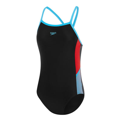 Speedo Grls Dive Thinstrap Muscleback-Black/Red/Blue