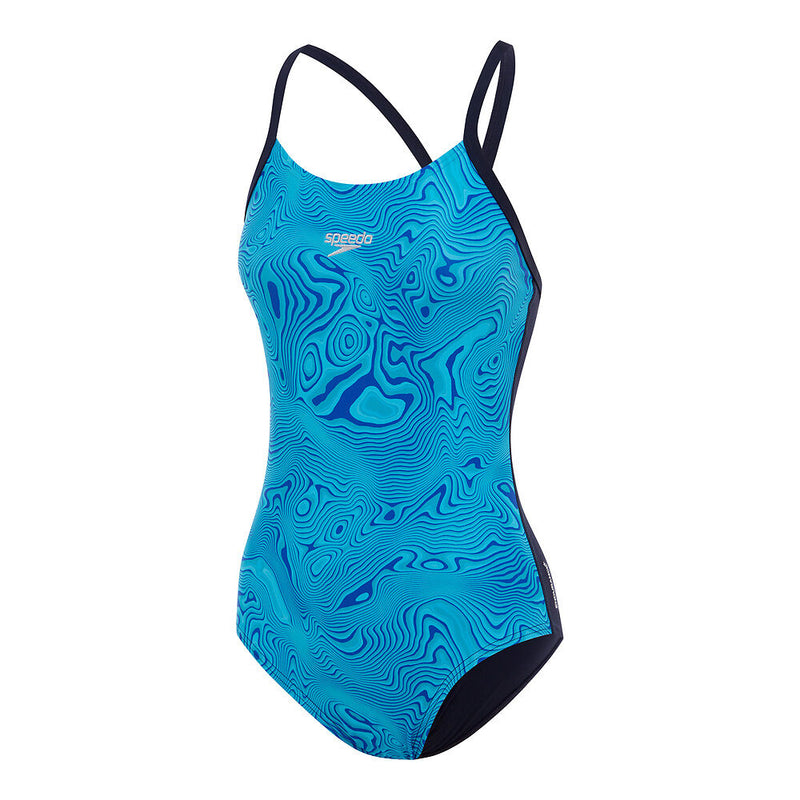 Speedo Wmns Placement Fixed X-Back-True Navy/Picton Blue