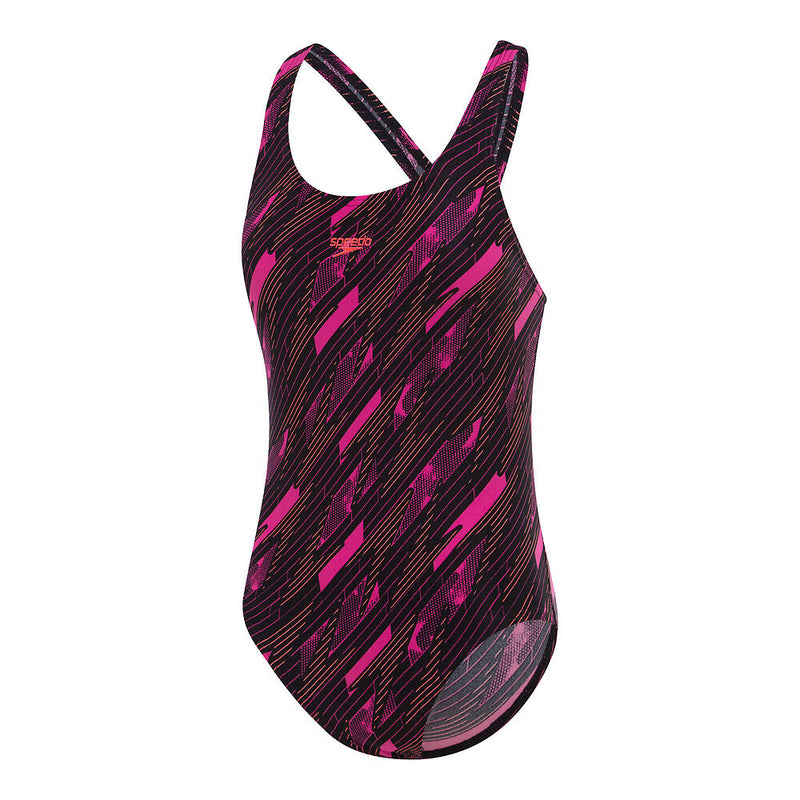 Speedo Grls Hyperboom Alvr Mdlst-Black Base/Nectarine & Electric Pink Recolour