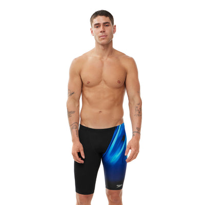 Speedo Mens Rapture Glow Vcut Jammer-Black/Cobalt