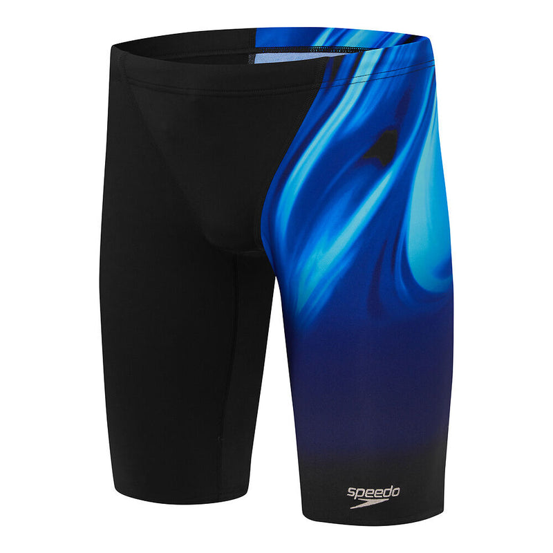 Speedo Mens Rapture Glow Vcut Jammer-Black/Cobalt