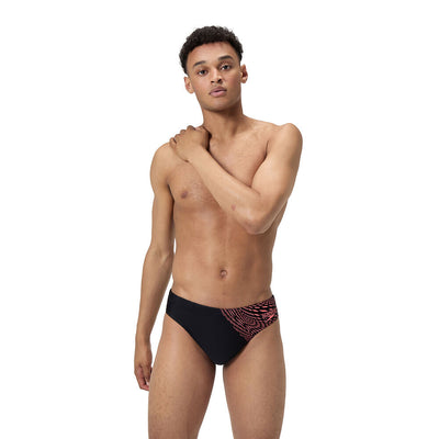 Speedo Mens Medley Logo 7cm Brief-Black/Coral Sands