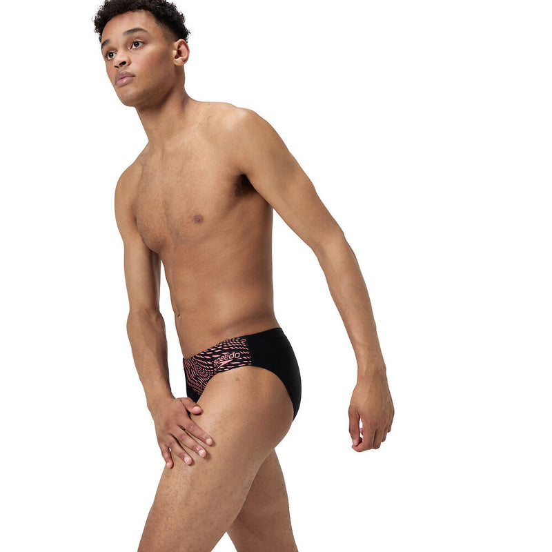 Speedo Mens Medley Logo 7cm Brief-Black/Coral Sands