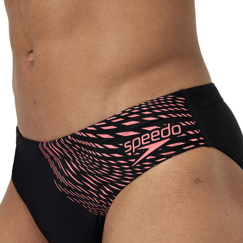 Speedo Mens Medley Logo 7cm Brief-Black/Coral Sands