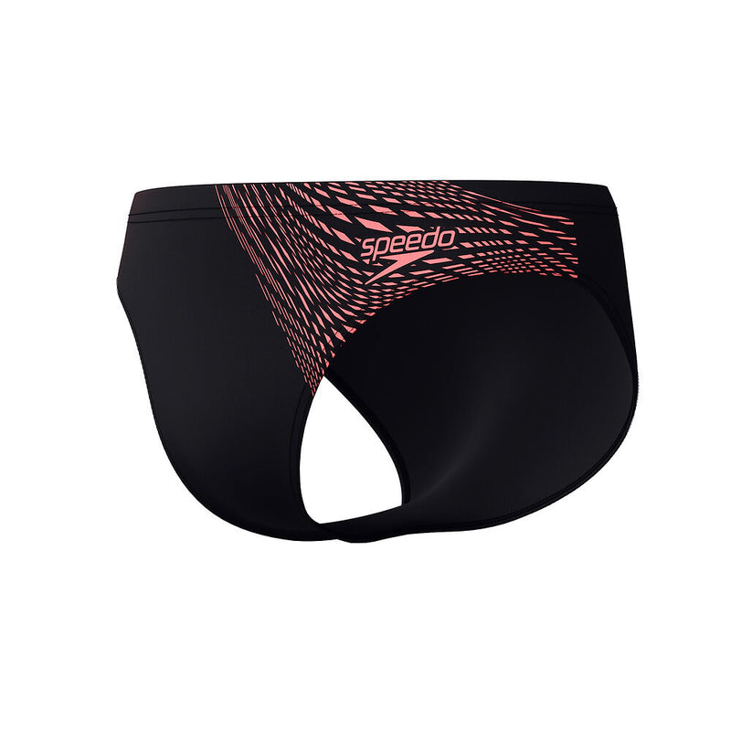 Speedo Mens Medley Logo 7cm Brief-Black/Coral Sands