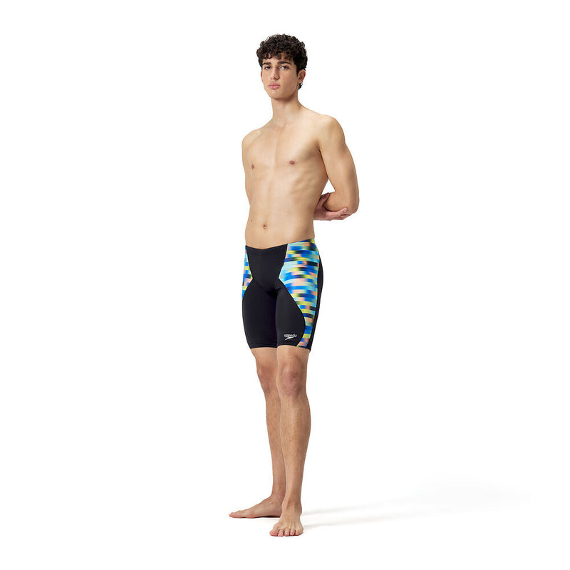 Speedo Mens Placement Digital V-Cut Jammer Picton Blue/Lemon Drizzle