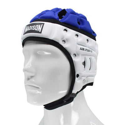 Madison Air Flo Headguard-White/Blue-Youth