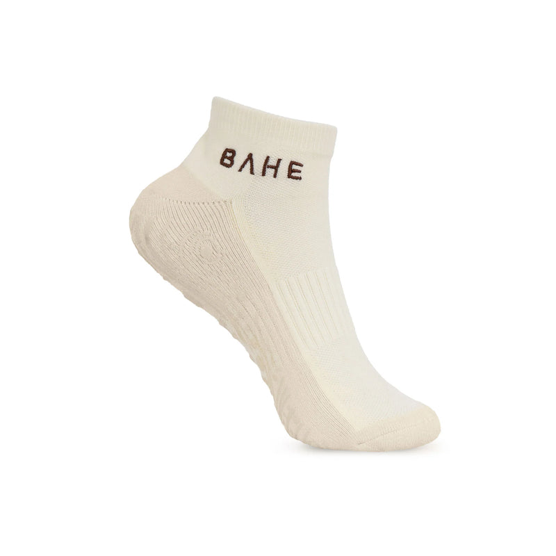 BAHE Grounded Grippy Ankle Socks-Coconut