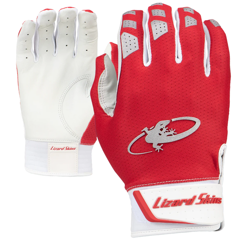 Lizard Skins Komodo V2 Youth Baseball/Softball Batting Gloves Crimson Red