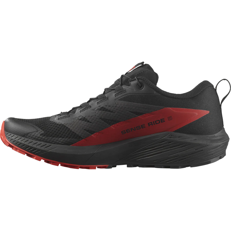 Salomon Mens Sense Ride 5 Trail Running Shoes D Black/Fiery Red