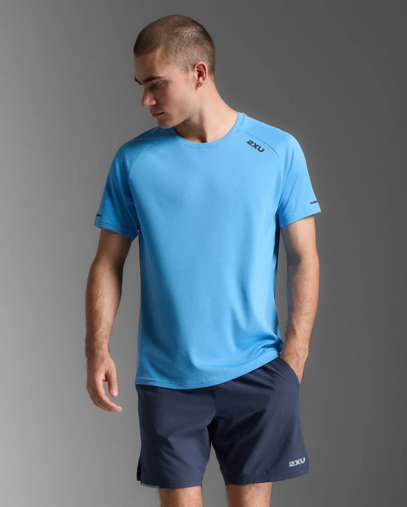 2XU Aero Tee-Azure/Black Reflective