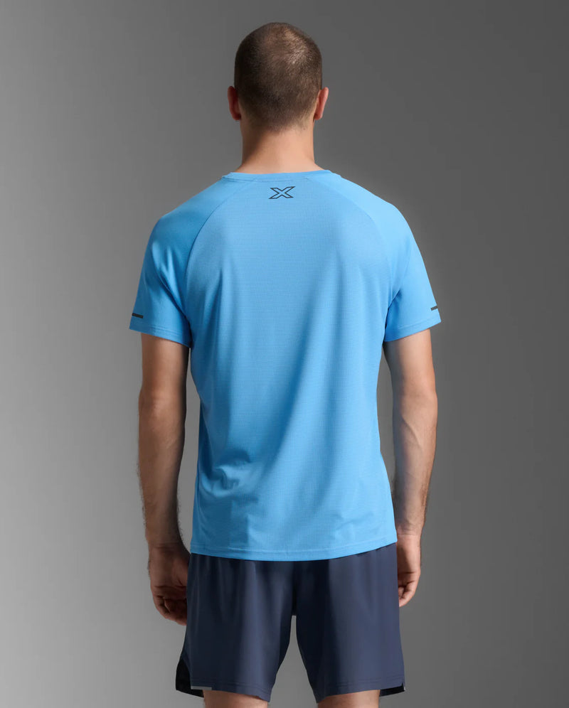 2XU Aero Tee-Azure/Black Reflective