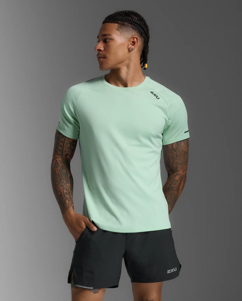 2XU Mens Aero Tee-Digital Mint/Black