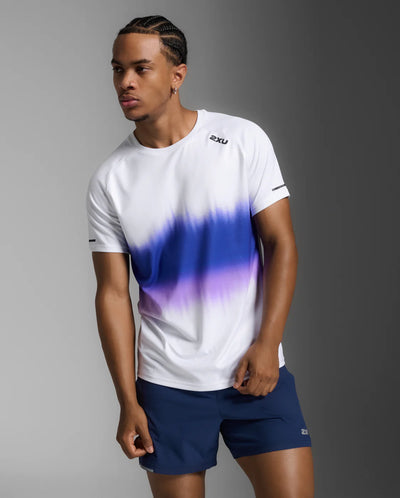 2XU Aero Tee-Multi Stripe/Black Reflective