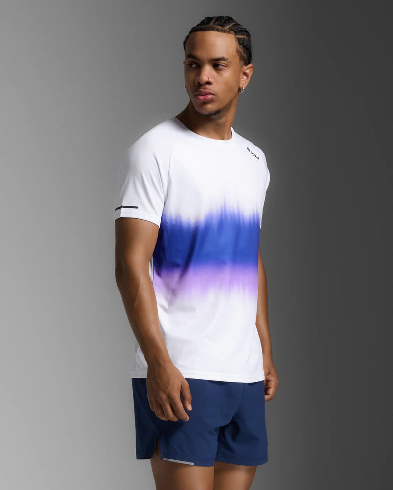 2XU Aero Tee-Multi Stripe/Black Reflective