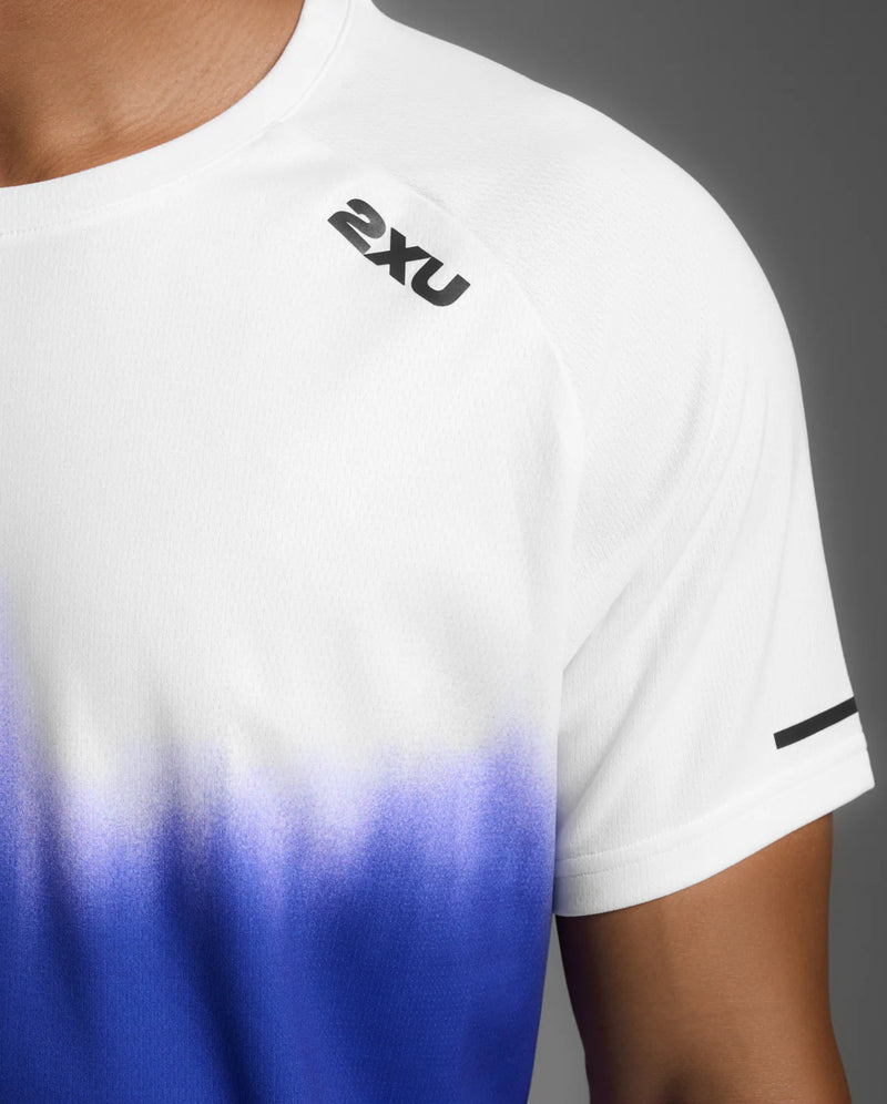 2XU Aero Tee-Multi Stripe/Black Reflective