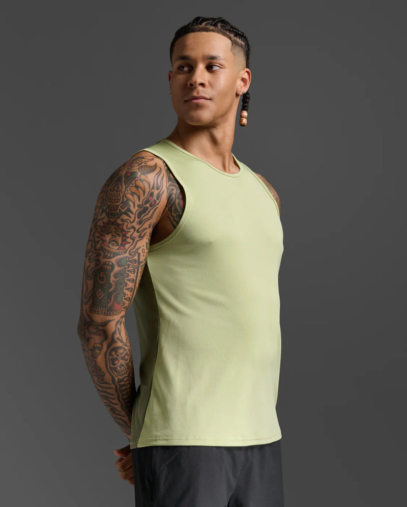 2XU Mens Aero Tank-Green Mist/Hunter Green